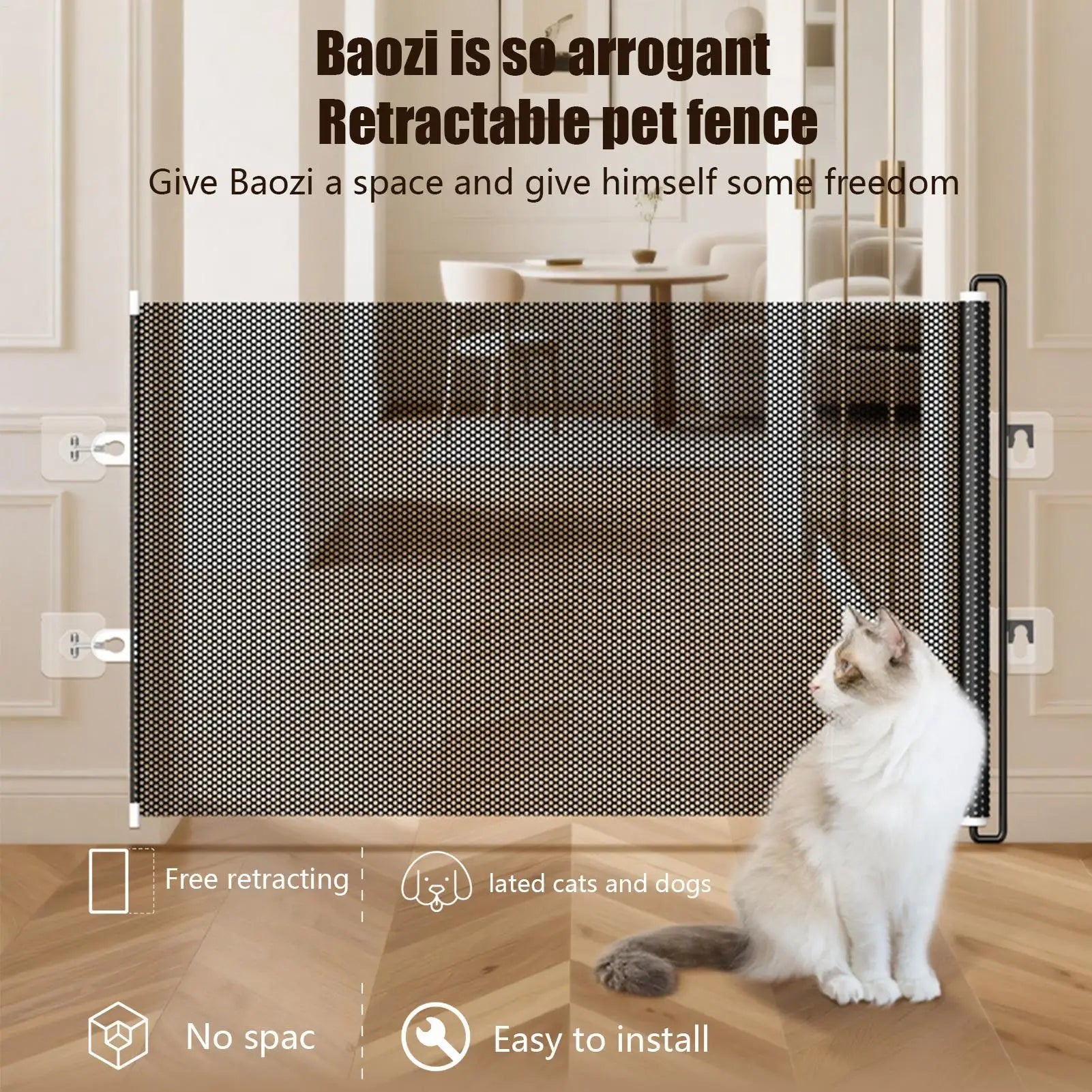 Extendable Gate For Stairs Indoor Dog Retractable Safety Gate Screen Fence Protective Barrier Mesh Screen For Balcony Hallways