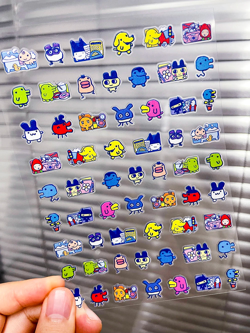 Kawaii Y2K Cute Pet Japanese Anime Self Adhesive Nail Sliders Pixel Style Mini Hand Account Diy Accessory Korean Nail Sticker