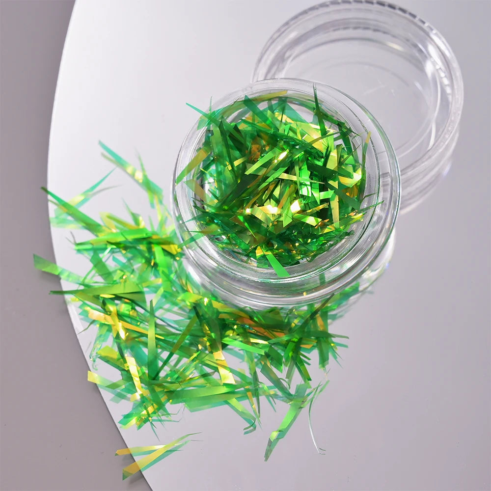 1Box Irregular Holographic Broken Glass Paper Aurora Nail Foil Decal Gradient Laser Flakes Sticker DIY Accessories Manicure Deco