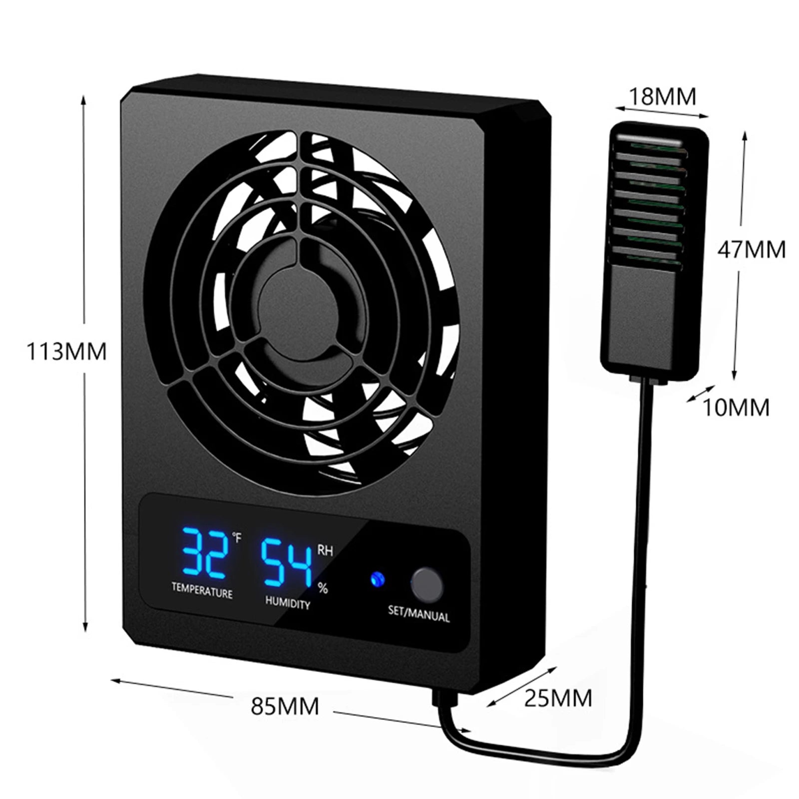 Temperature Control Fan for Reptiles Amphibians with Automatic Switch Available Humidity Settings Fan Dehumidifier Pets Products
