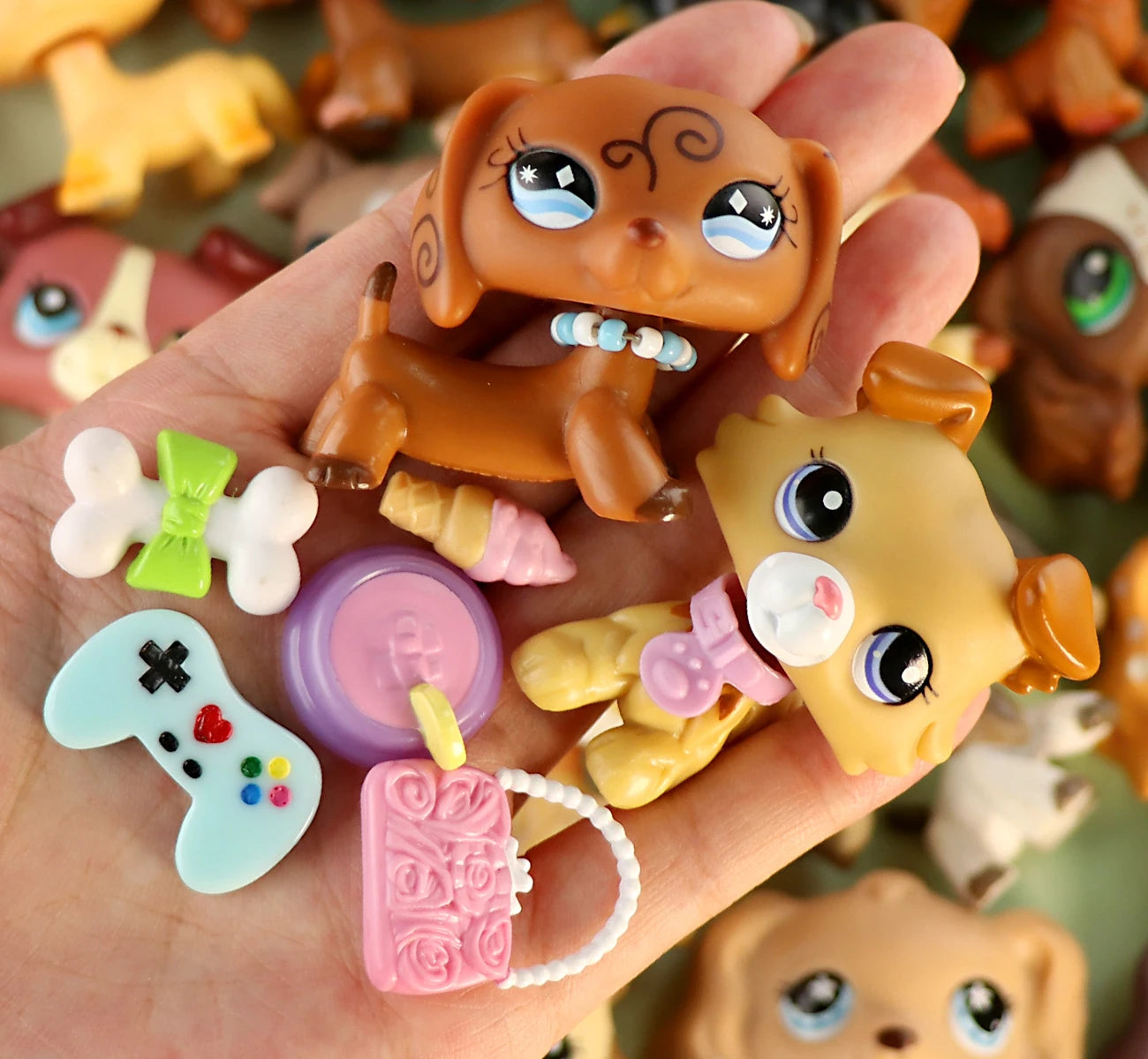 LPS Minilpsshop Pet Shop Bobble Head Toy Rare Random 5pcs Toys and 7pcs Accessories Kids Gift