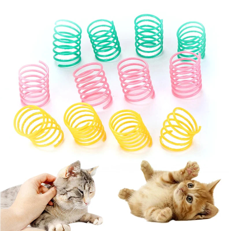 Plastic Colorful Spring Jumping Funny Cat Toys Cat Pet Supplies Kitten Coil Spiral Cat Toys Interactive Cat Pet Toy Pet Products