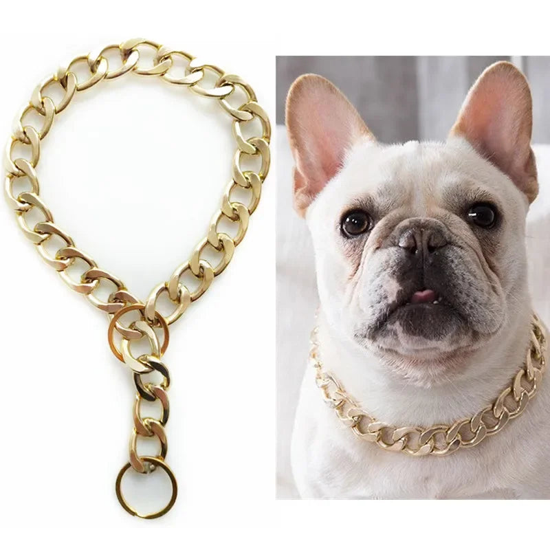 Luxury Dog Collar Gold Dog Chain Choker For Pitbull Bulldog Teddy French Bulldog Metal Collar Pet Necklace Pets Jewelry Products