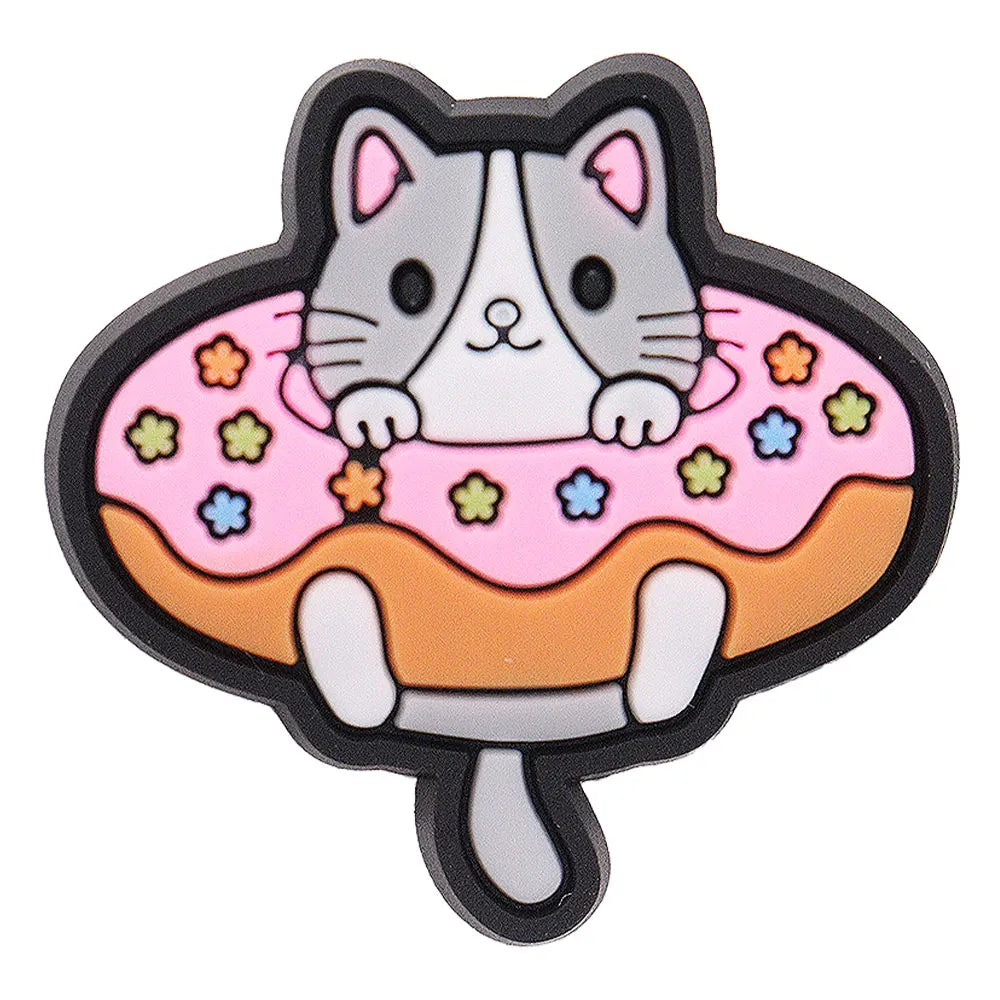 1-17PCS PVC Kawaii Animal Cat Mom Sandal Shoe Decoration Buckle Charms Fit Wristbands Hole Slipper Accessories Kid Xmas Gift