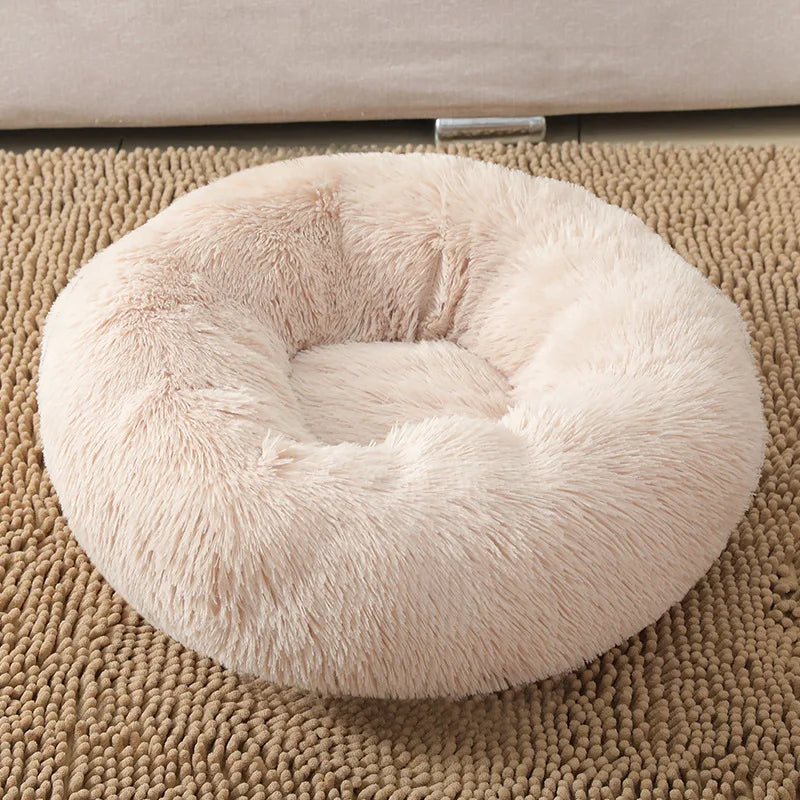 Round Cat Beds House Soft Long Plush Bed For Dogs Basket Pet Products Cushion Cat Bed Cat Mat Sleeping Sofa, Suitable For Winter