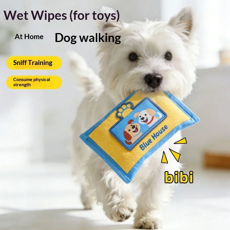 Dog Sniffing Chew Toy Tissue Box Shape Food Hiding Puzzle Bite Resistant Consume Energy Indoor Play For Medium Dogs