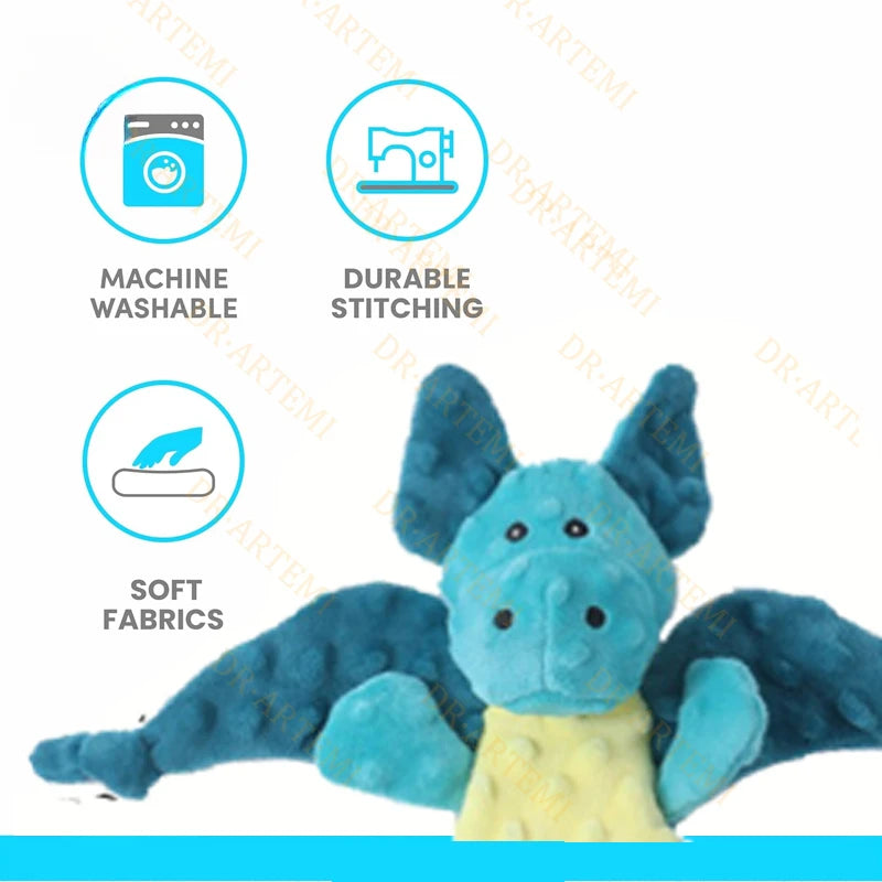 Cartoon Dragon Pet Dog Toys Dot Texture Plush Squeaky Chew Toy Limbs Design Bite‑Resistant Stress Relief Interactive Play Toy