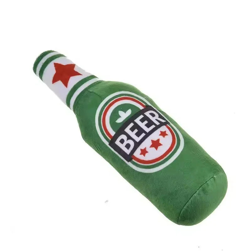 Realistic Beer Bottle Squeaky Dog Toy Bite Wear Resistant Easy Clean Interactive Molar Chew Toy Dog Training Pet Play Supplies