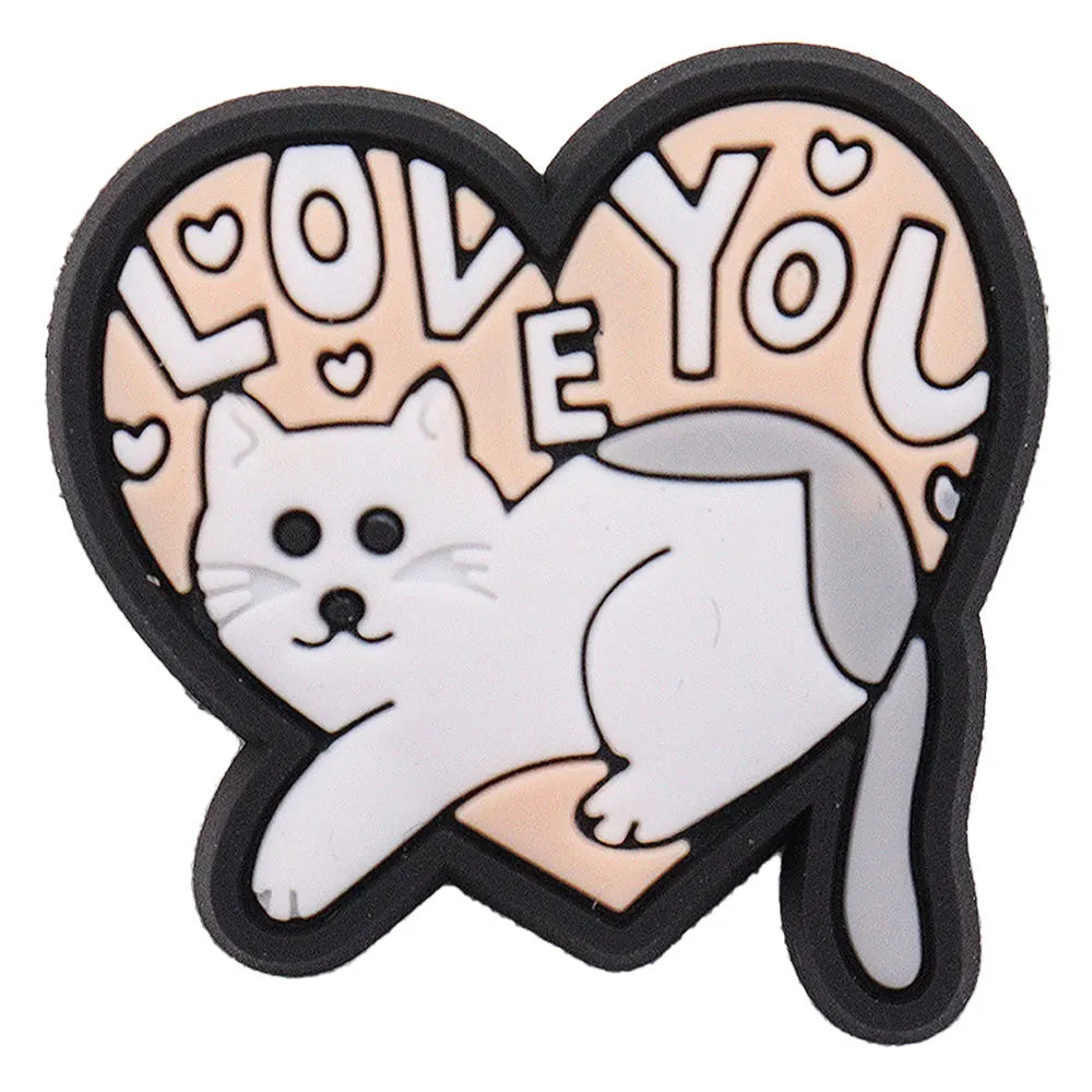 1-17PCS PVC Kawaii Animal Cat Mom Sandal Shoe Decoration Buckle Charms Fit Wristbands Hole Slipper Accessories Kid Xmas Gift