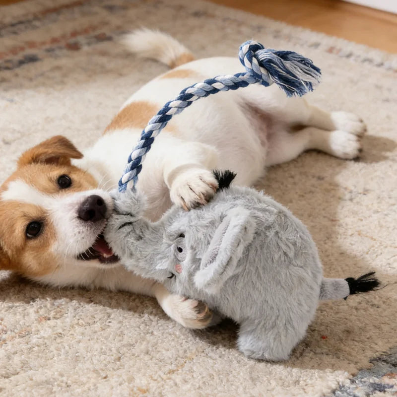 Cute Animal Rope Indestructible Plush Dog Play Knotted Toy With Squeaker Pet Supplies Safe Dog Tough Toys Puppy Tooth Chew Toy