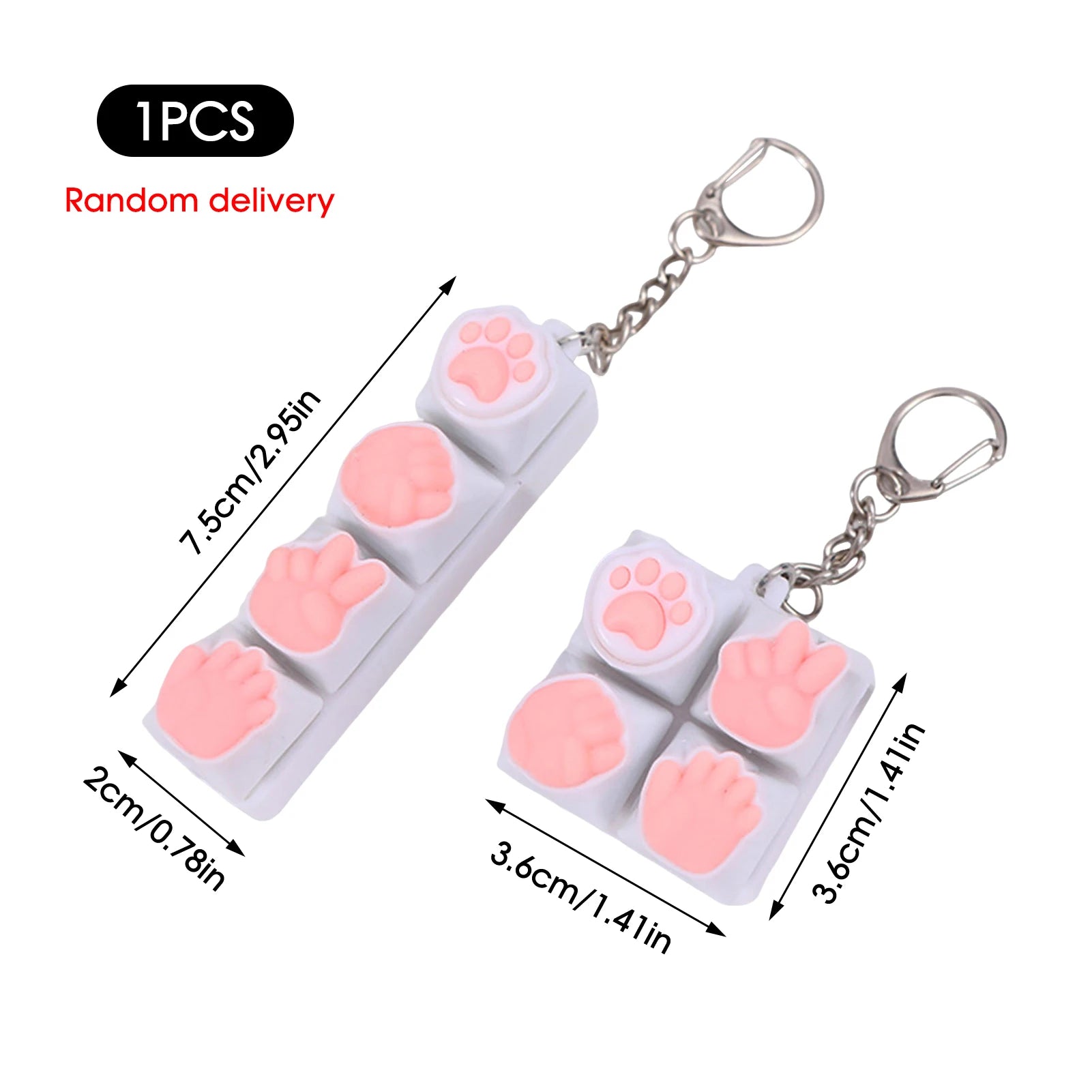 Silicone Cat Paw Keychain Stress Relief Toy for Keyboard Lovers Portable Fidget Keyring Gifts Press Button Anxiety Relief