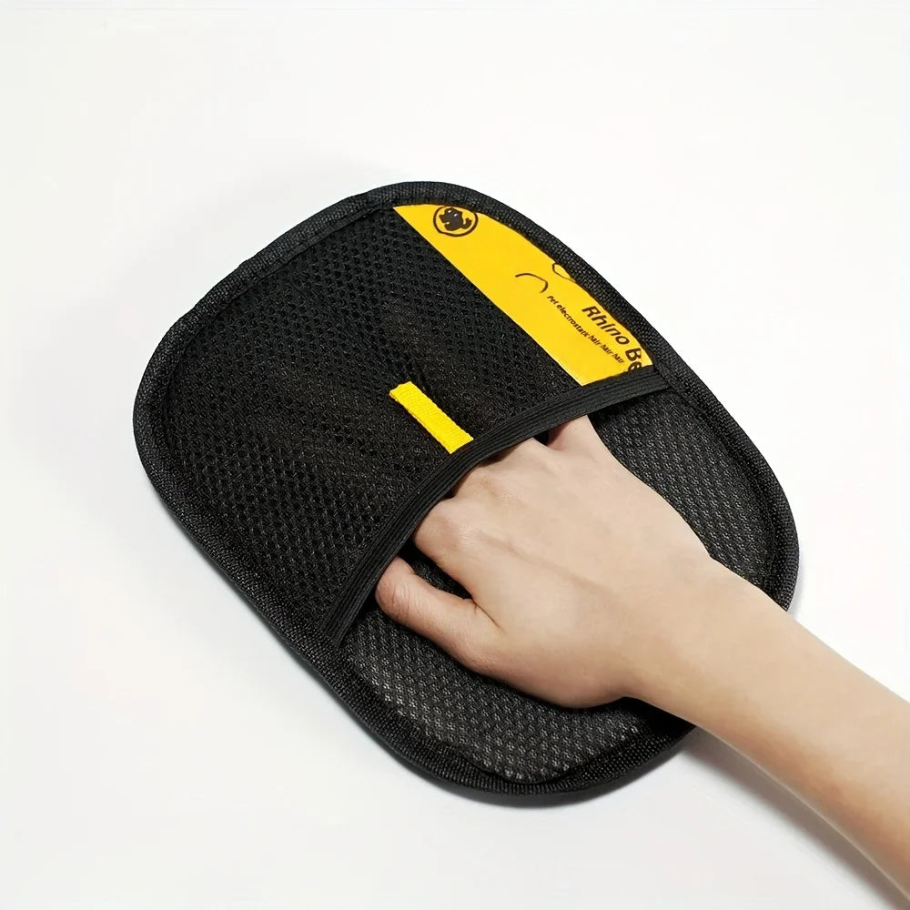 Large Pet Static Hair Removal Grooming Gloves, Upgrade Version Polypropylene Cat Hair Remover Gloves, Black with Yellow Accents for Pet Shedding