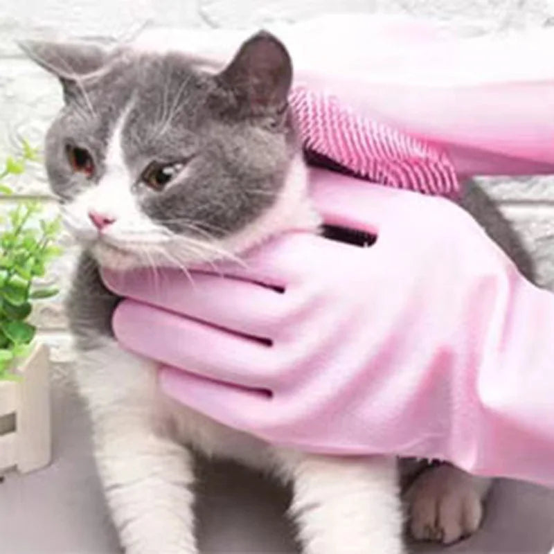 Pet Grooming Gloves for Dogs And Cats Silicone Bathing Shampoo Scrubber Dishwashing Cleaning Glove Hair Removal Multi-Functional