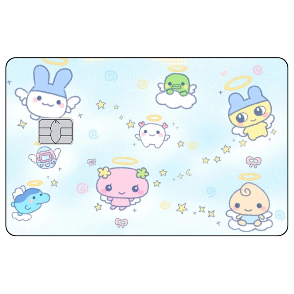 Cute Cartoon Mametchi Credit Card Skin Sticker Electronic Pet Matte Stickers for VISA Cards and Other IC Magnetic Cards Decal