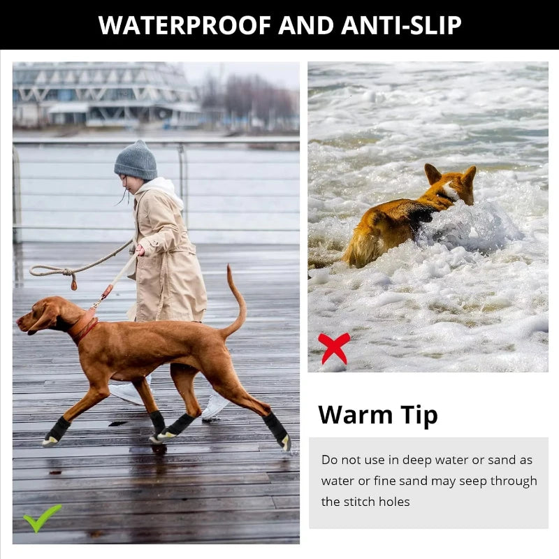 4pcs Breathable Dog Shoes Outdoor Rubber Dog Boots Breathable Warm Reflective Tape Dog Shoes Comfortable Non Slip Pet Product