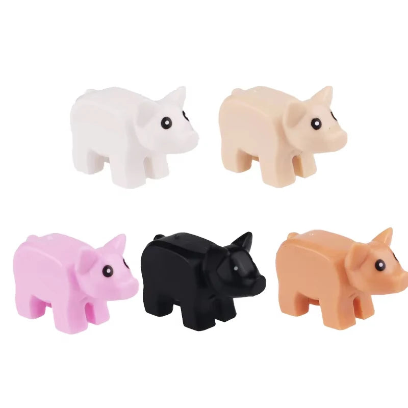 MOC Animal Scene Building Blocks Cats Dogs Sheep Pigs Chickens Eagle Parrots Dolphin Zoo Fram Accessories DIY Toys Bricks T14