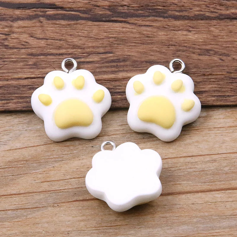 10PCS 20X22mm 7 Color Cat Claw Resin Charms DIY Cartoon Animal Earring Pet Choker Pendants Jewelry Accessory Make