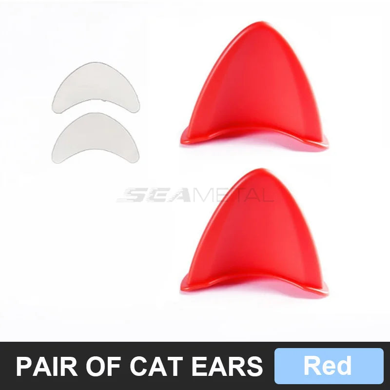 BLALION 2pcs Helmet Cat Ears Decoration Motorcycle Electric Car Driving Styling Cute Cat Ears Stickers Decor Helmet Accessories