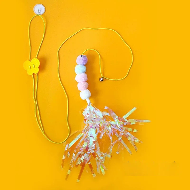 Pet Cat Toys Funny Stick Kitten Self -hi Elastic Rope Dragonfly Shape Feather Bell Teasing Stick Hanging Swing Thousands