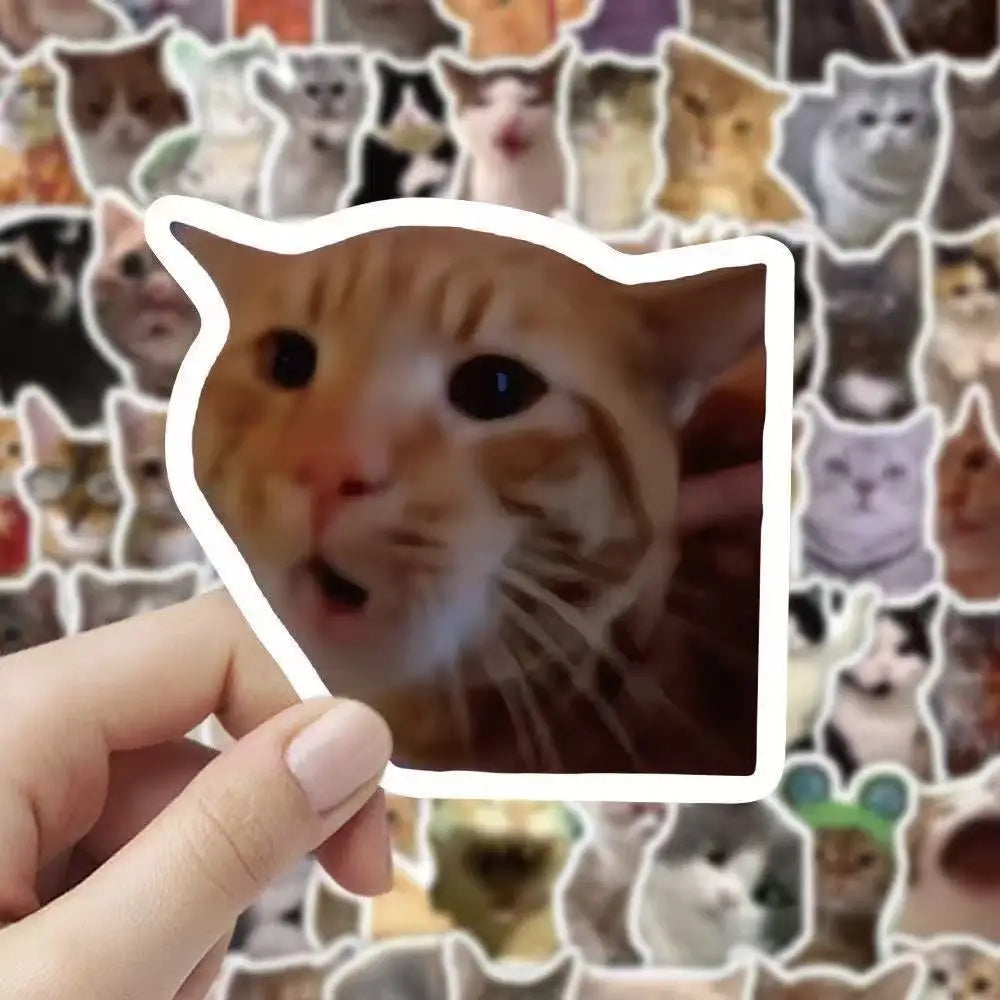 100pcs Funny Cute Cat MEME Animals Stickers Kawaii Decals Scrapbooking Notebook Luggage Laptop Skateboard Sticker Toy