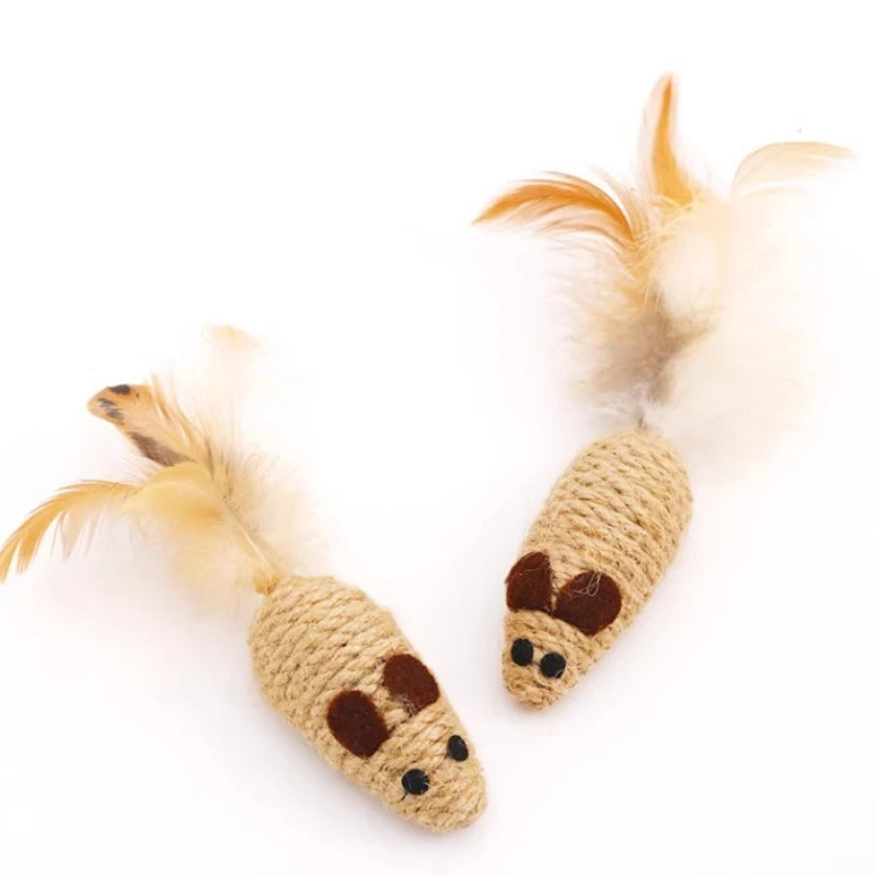 Cat Chew Toy Bite Resistant Mouse Feather Kitten Toy Teeth Cleaning Interactive Cat Teasing Sticks Toy Supplies