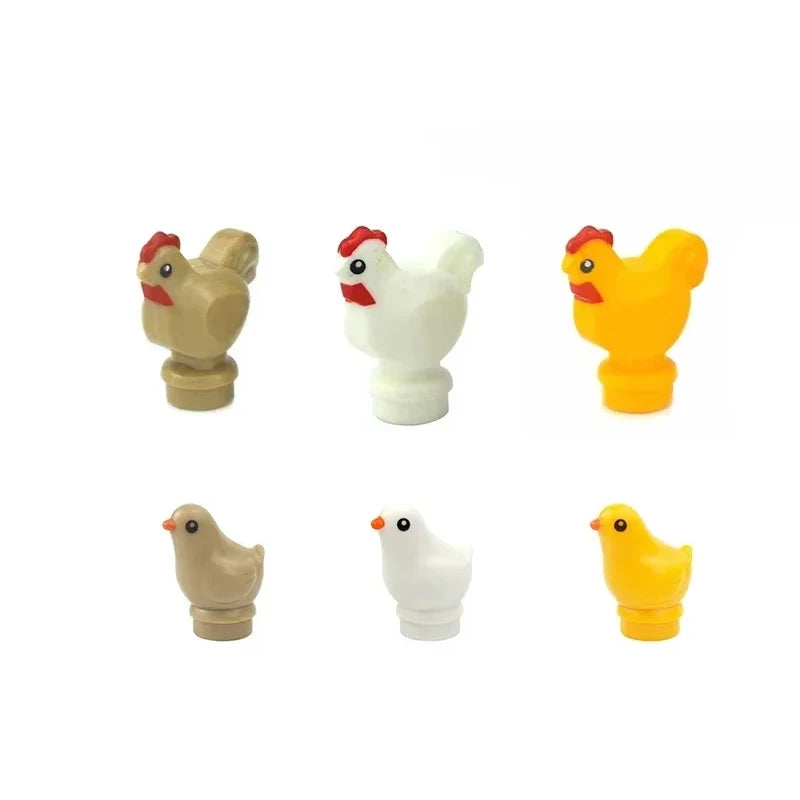 MOC Animal Scene Building Blocks Cats Dogs Sheep Pigs Chickens Eagle Parrots Dolphin Zoo Fram Accessories DIY Toys Bricks T14