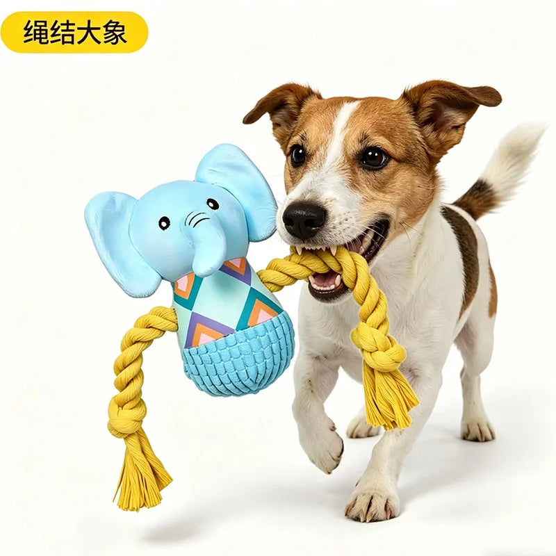 Soft Elephant Shape Plush Pet Toy Bite Resistant Stuffed Doll Puppy Interactive Play Toy for Indoor Outdoor Travel Home Use
