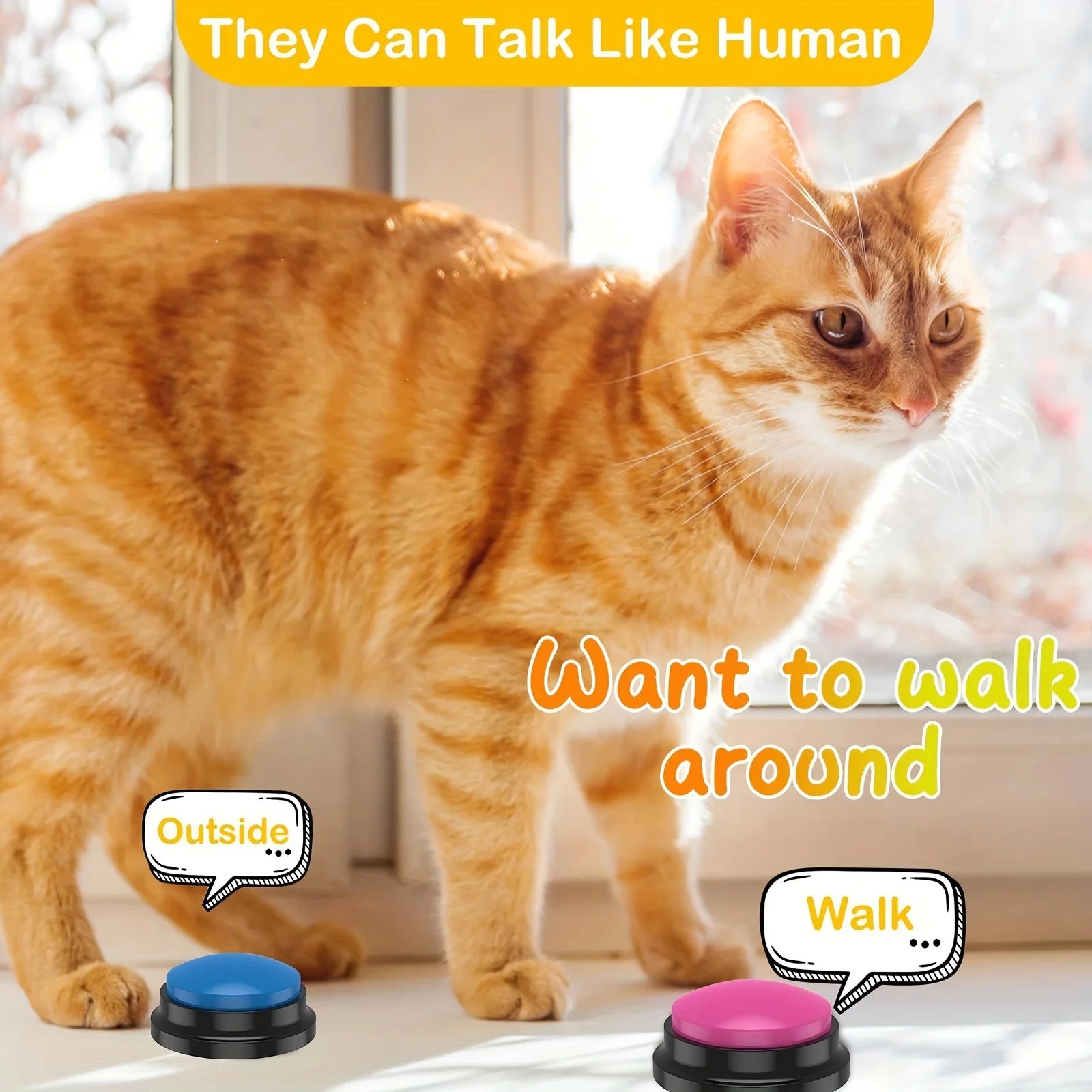 Pet Communication Button, Recordable Talking Training Buzzer, Dog Interaction Toy, Voice Recording Cat Play Button, Durable Plas