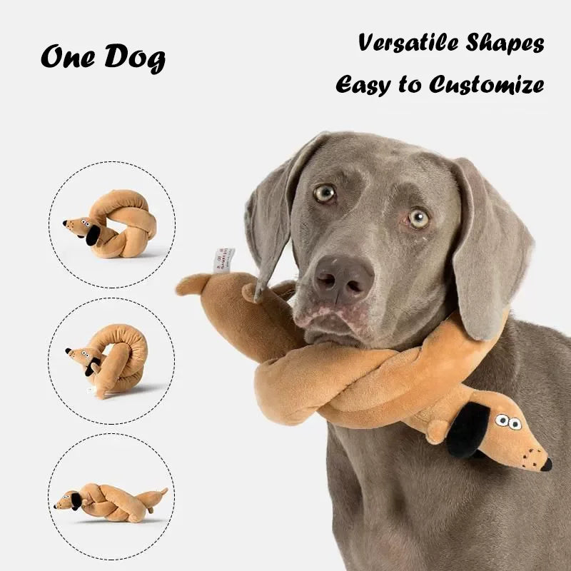 Squeaky Long Dachshund Plush Toy Chew-resistant Imitation Plush Sausage Puppy Toy Tug Toy For Pet Interactive Play Great Gift