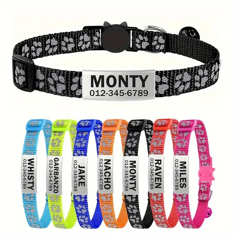 Anti-lost Engraved Cat Collar With Bell Fast Breakaway Customize Name Id Tag Personalized Pet Products Accessory