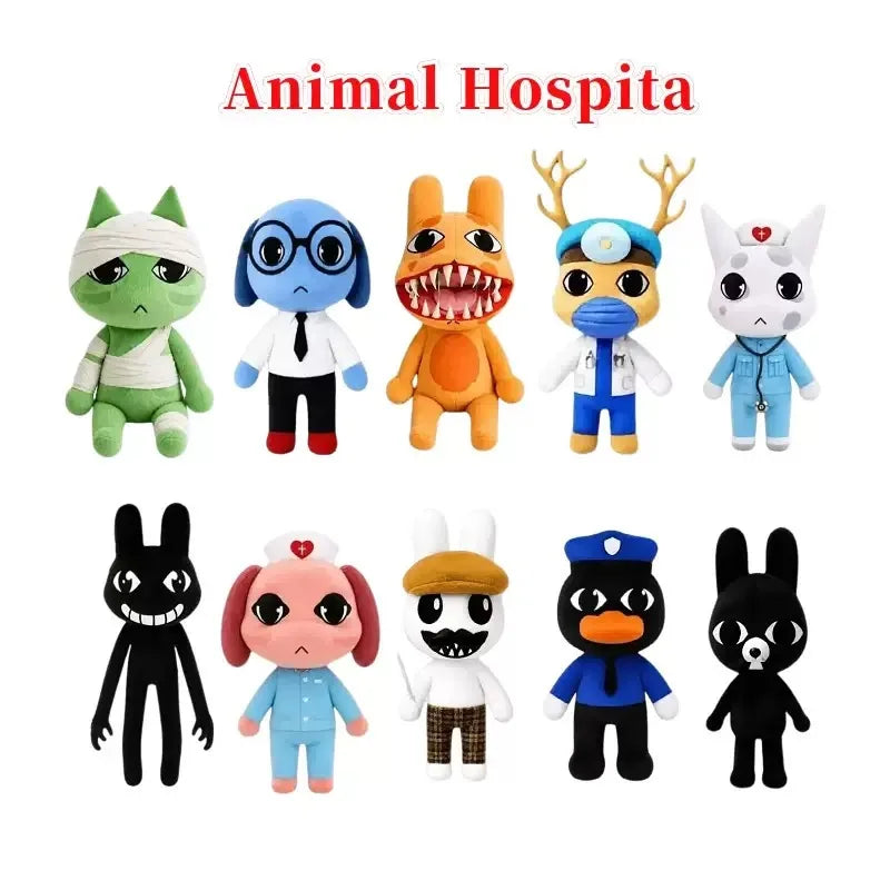 Animal Hospital Plush Toy Set with Cat Dog Penguin & Bunny - Horror Game Anomaly Features Birthday Gift for Kids Hospital Access