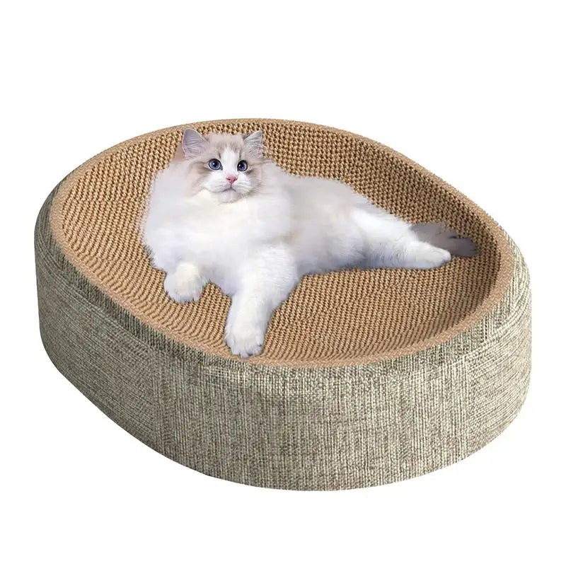 10A-2in1 Cat Scratching Board Protect Furniture Grinding Claw Toys Oval Sisal Weaving Wear-resistant Cat Nest Cat Accessories