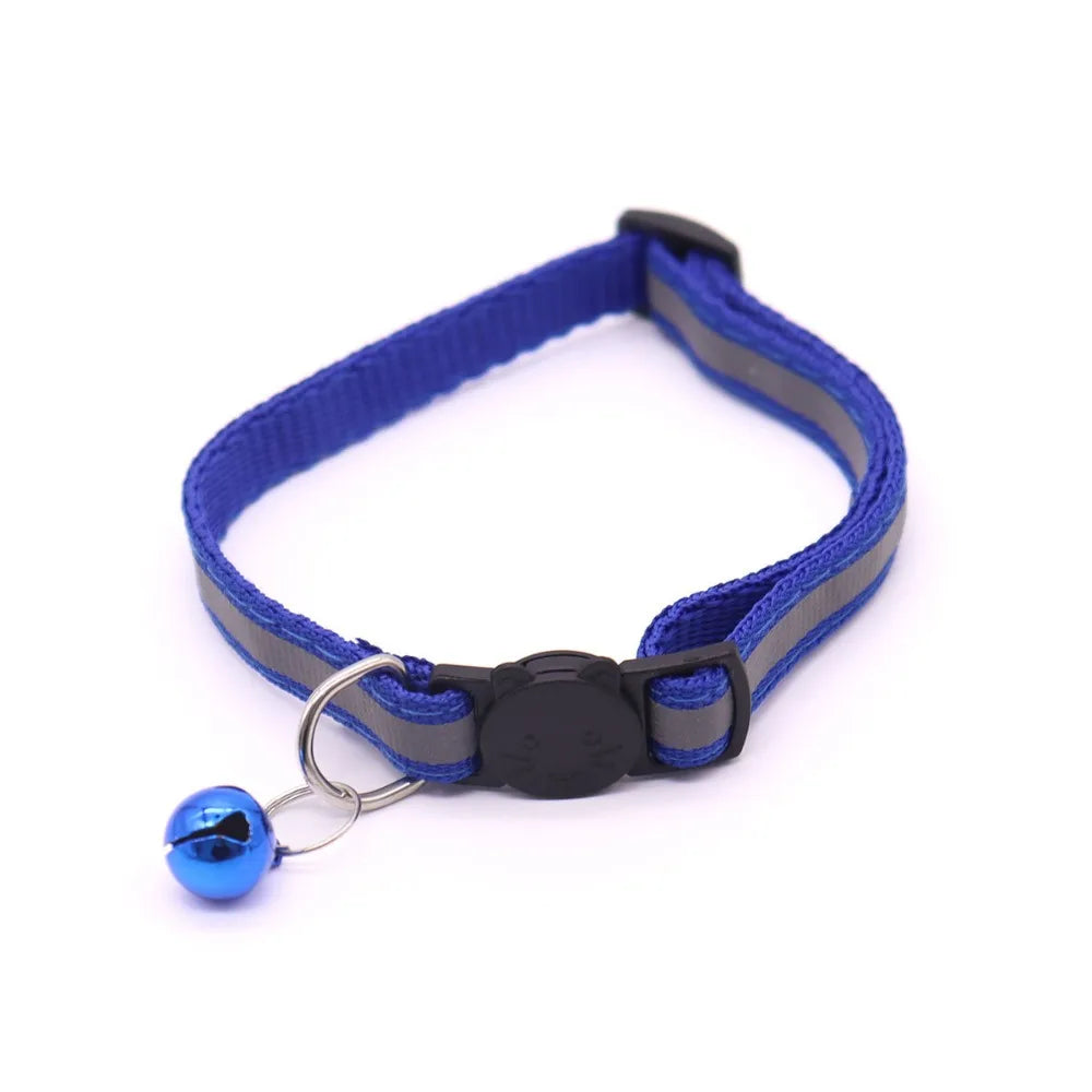 Colors Reflective Breakaway Cat Collar Neck Ring Pet Products Safety Adjustable with Bell Charm Necklace Collar for Puppy