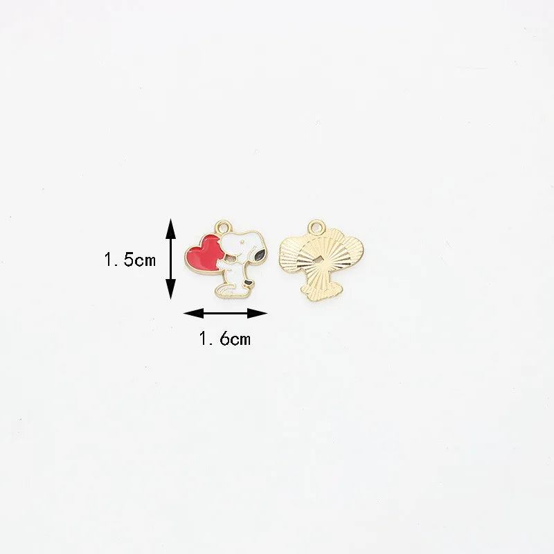 10pcs Cartoon Snoopy Decorations Cute Dog Alloy Pendant Animal Series Children's DIY Creative Fashion Jewelry Accessories Gift