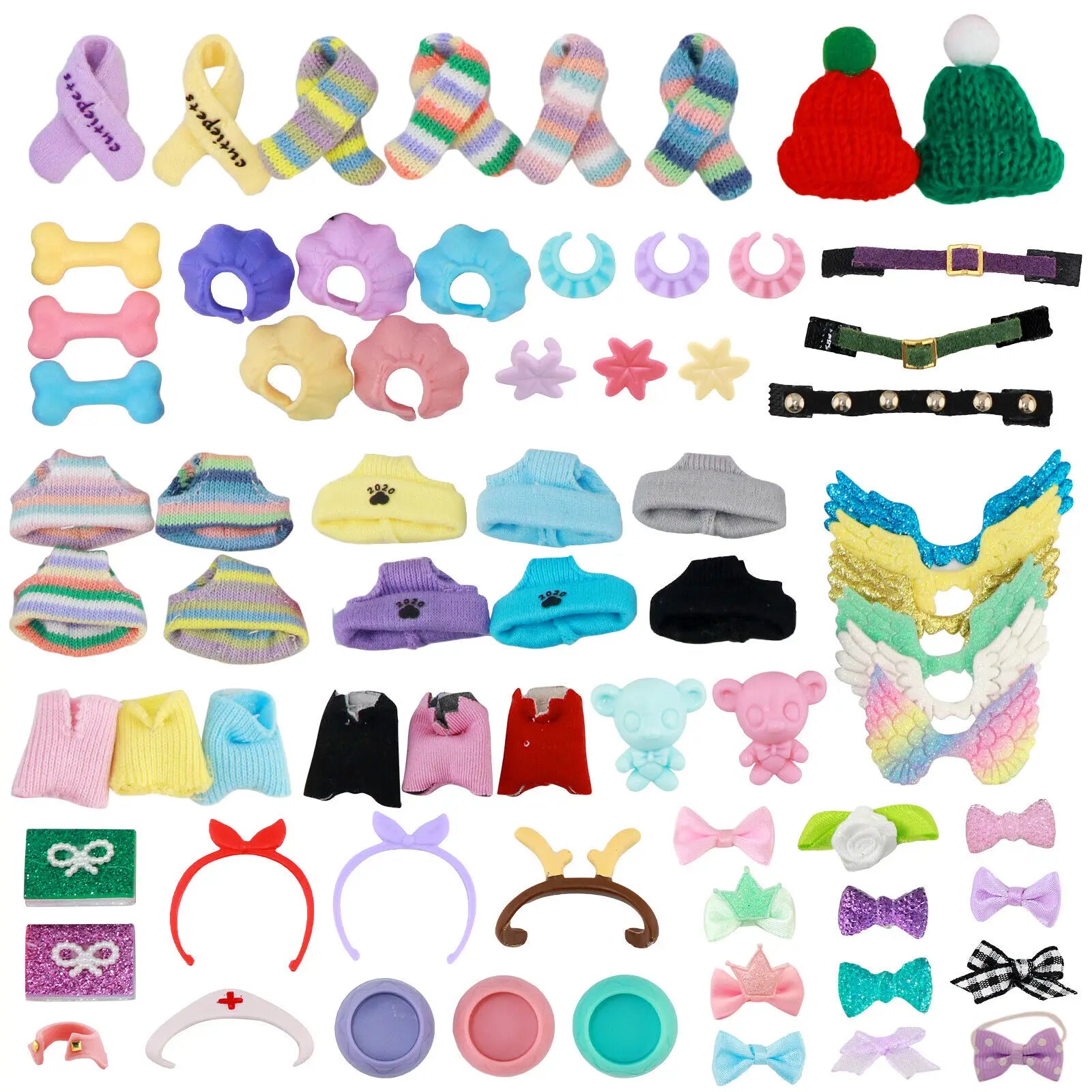 15 Pcs Minilpsshop Pet Shop Accessories Random Clothes Outfit Necklace Collars Bone Hat Scarf For Cat's and Dog's for LPS