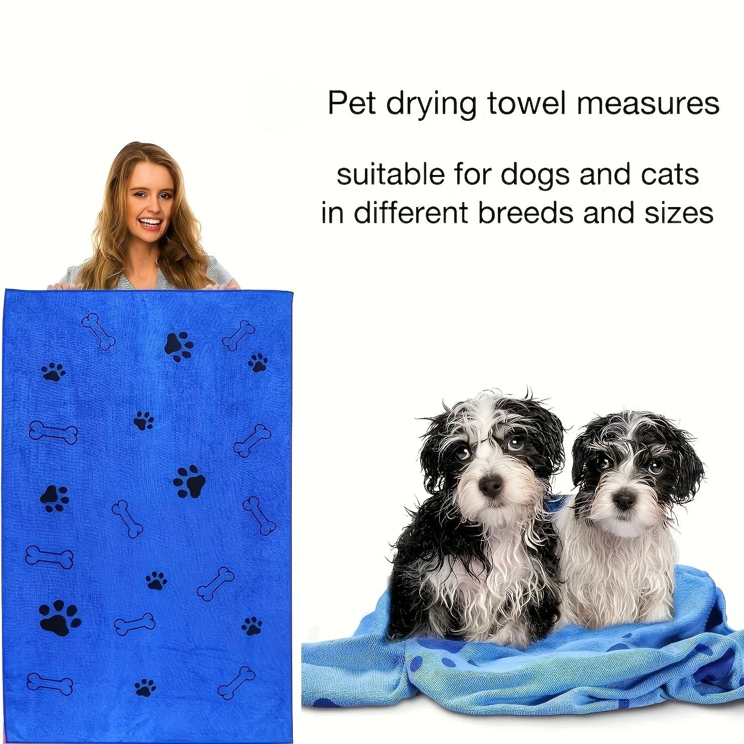 1-2pcs Quick-Drying Microfiber Dog Towel Absorbent Pet Bath Product Fiber Quick-drying Bath Towel Car Wiping Cloth Pet Supplies