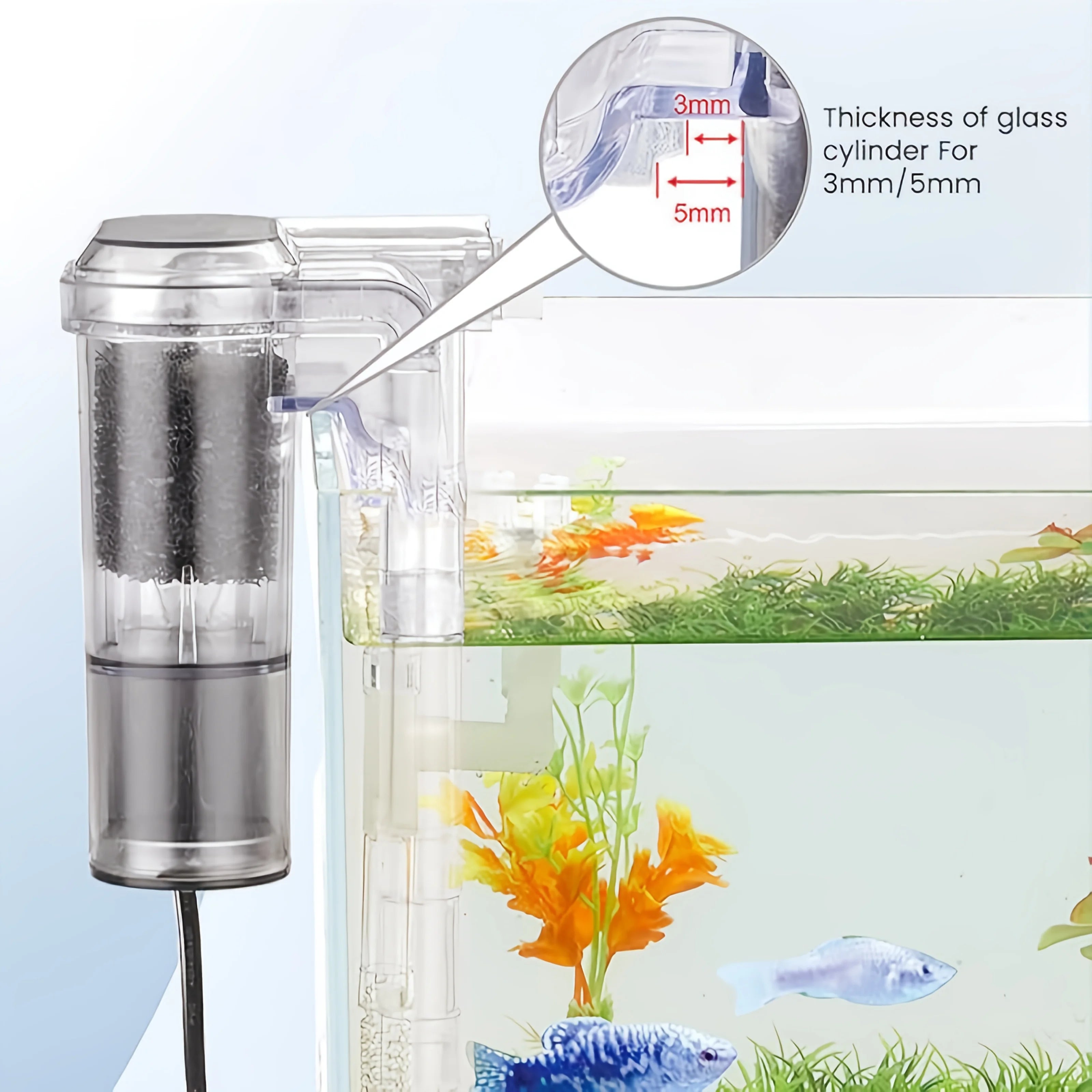 New Aquarium Hanging Filter Mini Filter Fish Tank USB Power Interface 2.5W Flow 250H/L Suitable for Fish Tanks Below 30cm