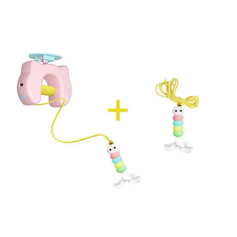 Electric Cat Toy with 2 Ropes Auto Swing Feather Toy Interactive Kitten Toy For Self Playing  Caterpillar Interactive Cat Toys