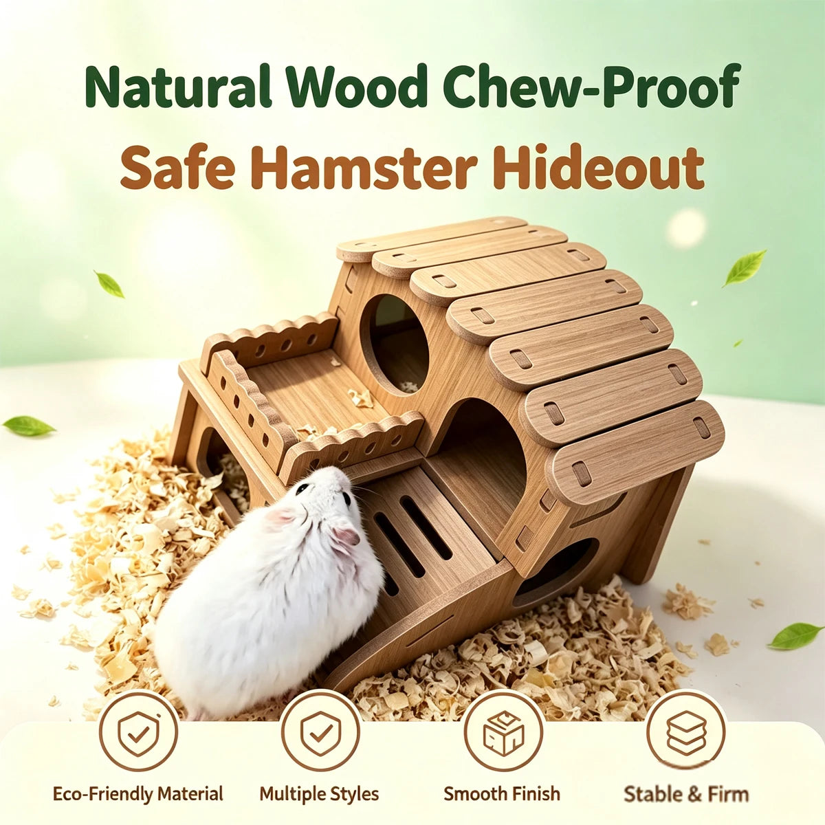 Wooden Hamster Villa Cabin Easy to Install Cage Accessories Large House Toys Golden Mouse Pet Pets Supplies Guinea Pig Hideout