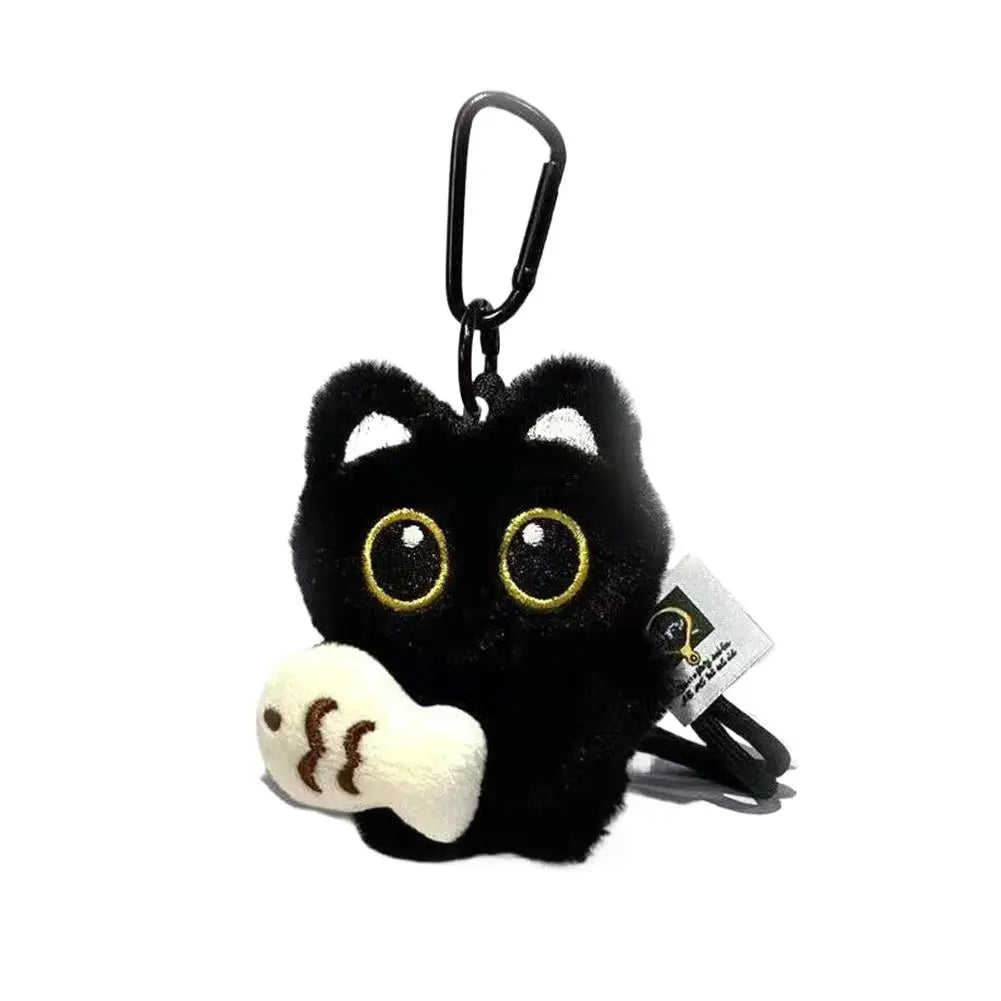 Cute Plush Black Cat Doll Toy Keychain Bag Pendant Charms Car Keyring Accessories For Women Couples Gift