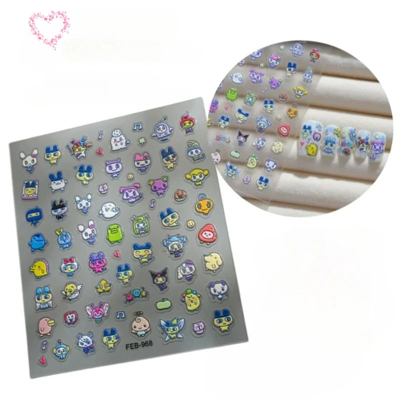 New electronic pet Mamachi Kuchipachi 3D relief nail stickers, decorative high-value cartoon cute DIY decorative stickers D
