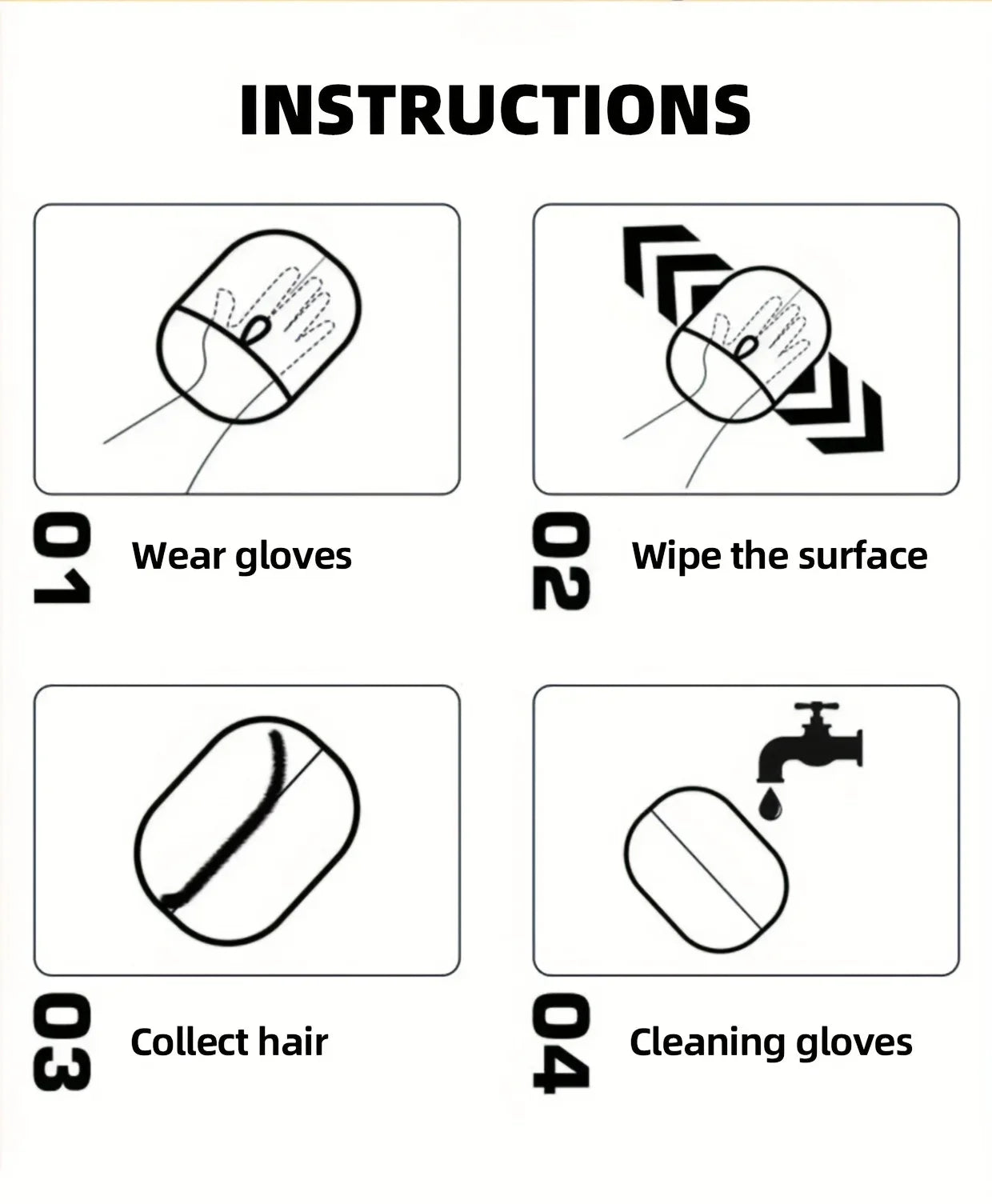 Large Pet Static Hair Removal Grooming Gloves, Upgrade Version Polypropylene Cat Hair Remover Gloves, Black with Yellow Accents for Pet Shedding