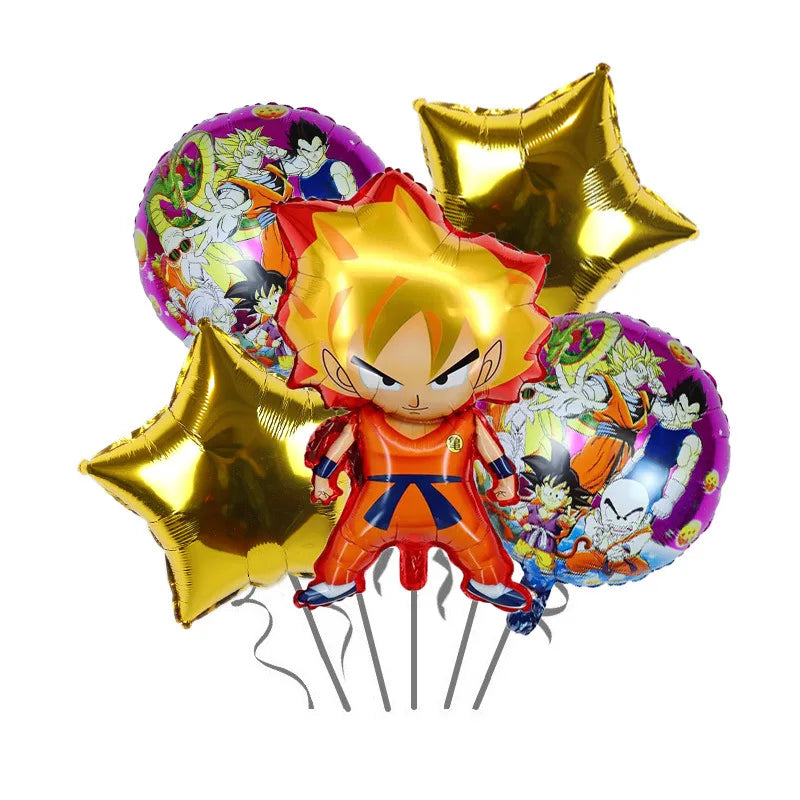 Anime Saiyan Goku Aluminum Foil Balloon Pack Dragon Cartoon Themed Kids Birthday Party Decor Supplies
