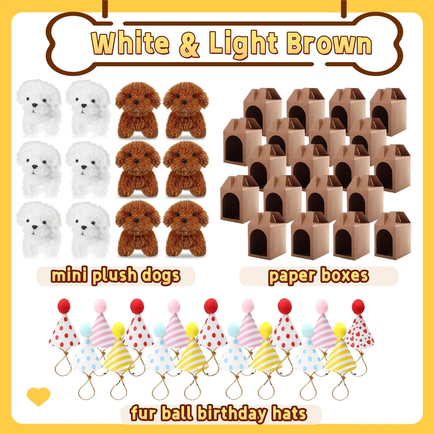 6-20Set Mini Plush Puppy Stuffed Dogs Adopt A Pet Dog Set with Paper Boxes Animals Bulk for Birthday Animal Theme Party Favors