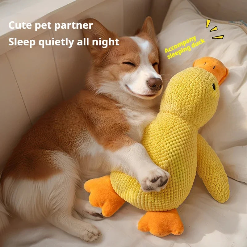 Dog Plush Duck Toy, Squeaky Bite Resistant Pet Toy, Teeth Grinding Relief Companion Sleeping Duck for Dog Chew Play