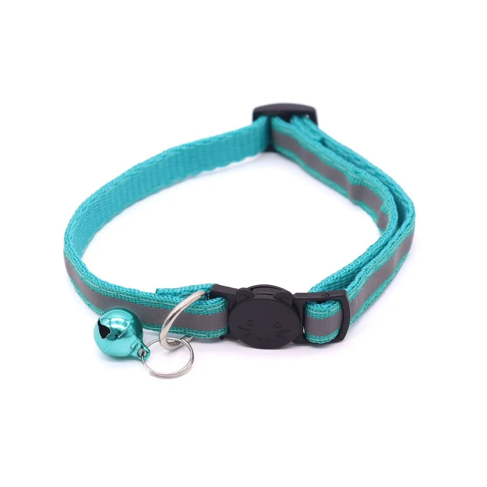 Colors Reflective Breakaway Cat Collar Neck Ring Pet Products Safety Adjustable with Bell Charm Necklace Collar for Puppy