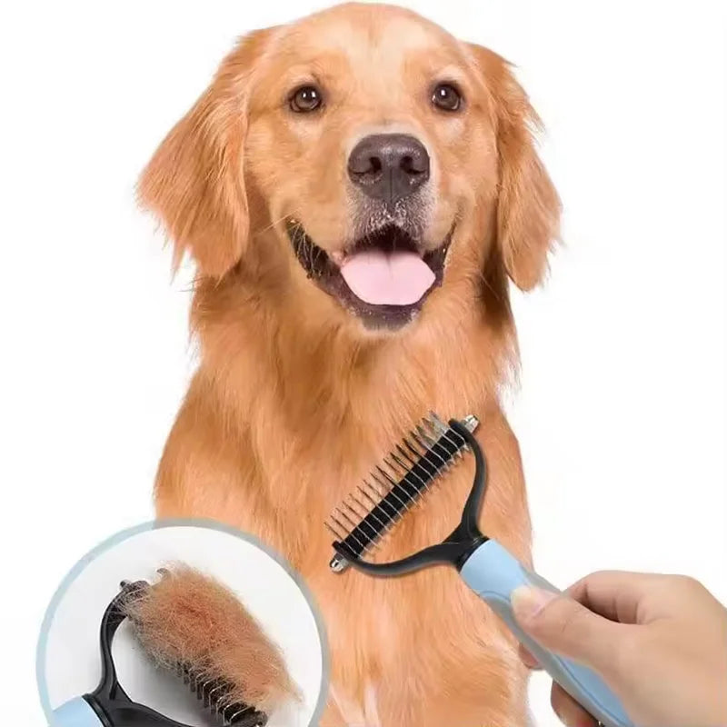 Dematting Comb Deshedding Brush Pet Grooming Tool For Cats Dogs Remove Loose Fur Tangles Pro Hair Care Grooming Accessory
