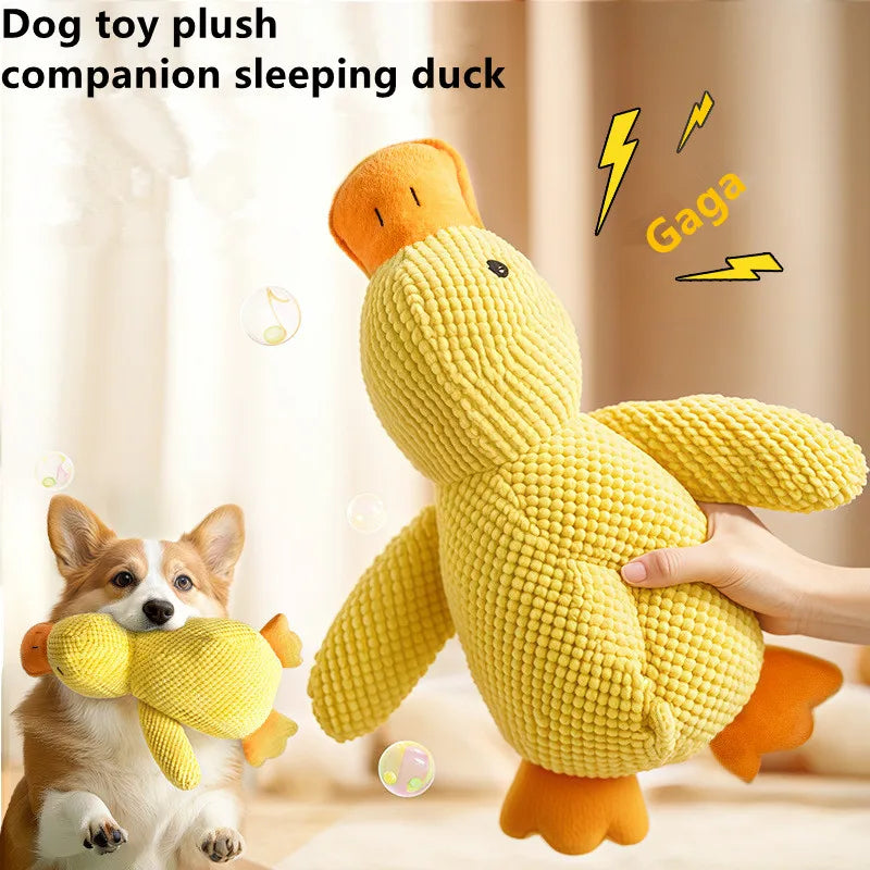 Pet Plush Toy Dog Calming Duck Companion Sleeping Duck Toys Chew Toy Durable Squeaky for Puppy Pet Teeth Cleaning Chew Pet Toy