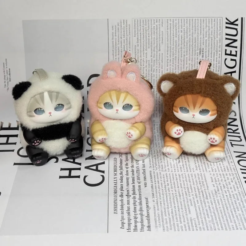 Cute Cat Doll Plush Keychain, Animal Dress Modeling, Vinyl Doll，bag Decoration Pendant,Surprise Blind Box，ideal Toy Gift Pendant
