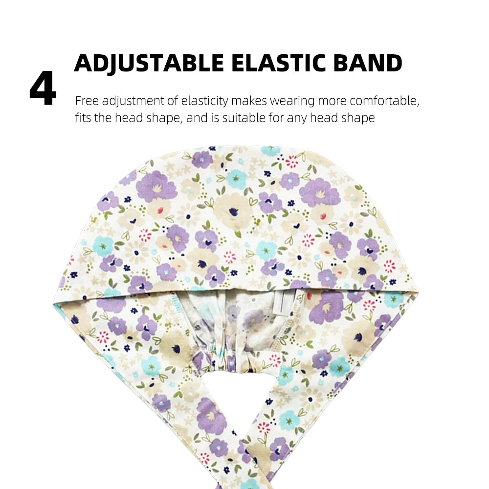New Cartoon Printed Scrub Cap for Woman Man Adjustable Surgical Nurse Doctor Hat Dental Pet Clinic Work Hats